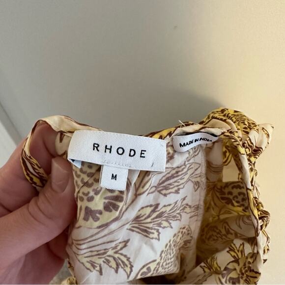 RHODE Cream Yellow Floral Puff Sleeve Blouse Medium - Picture 6 of 11